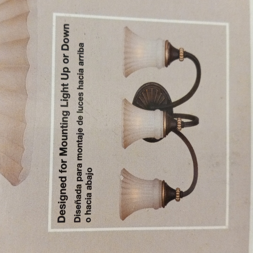 Bronze & Gold Bathroom Vanity Light Fixture, Modern 3- Light Antique - Picture 5 of 16